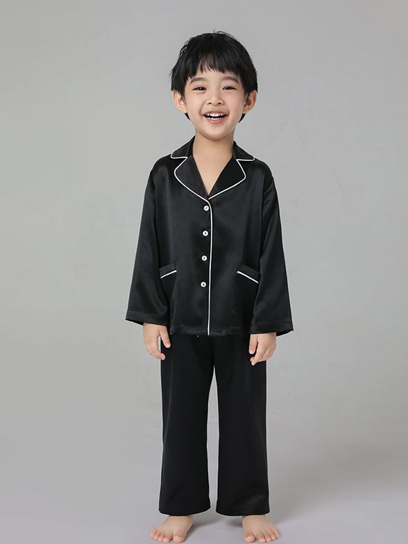 19 Momme Kids Silk Pajamas Set Boys and Girls Silk PJs